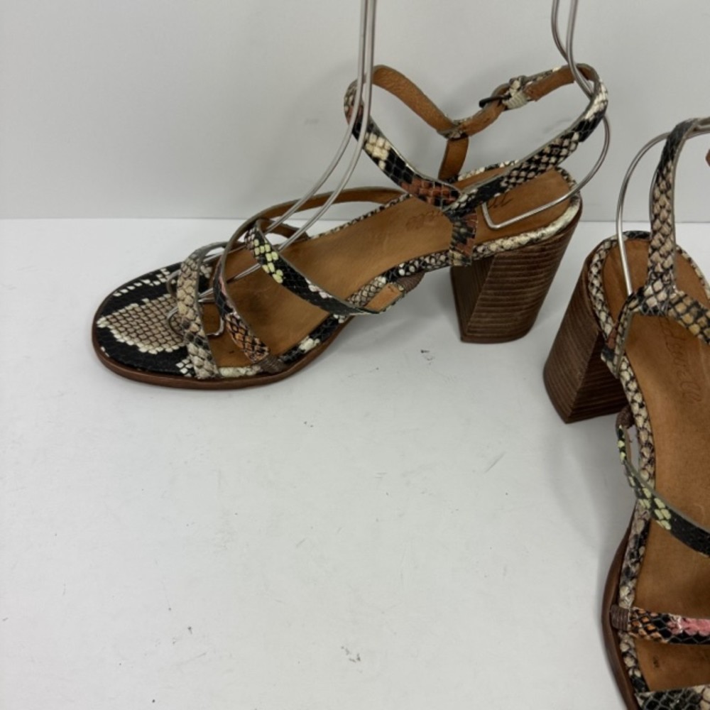 Madewell Snake Print Leather‎ Block Heel Sandals